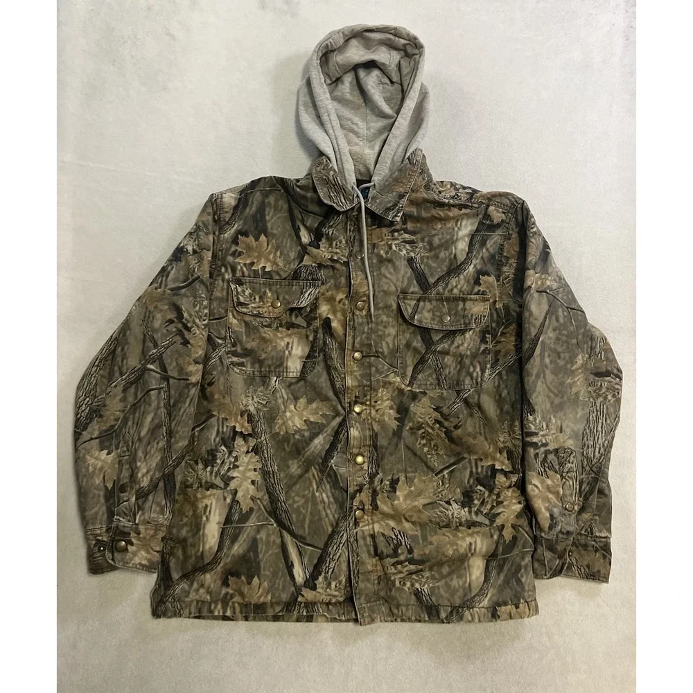 Vintage Puritan Real Tree Camo Utility Jacket Men's L (42-44) Fleece Lined Y2K